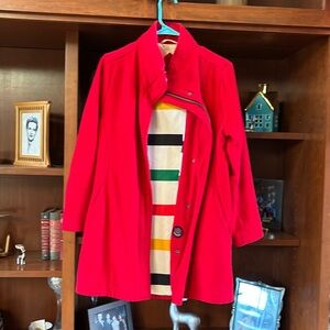Pendleton Glacier Stripe Cascade Wool Coat Women’s Small Red (Hudson Bay Stripe)
